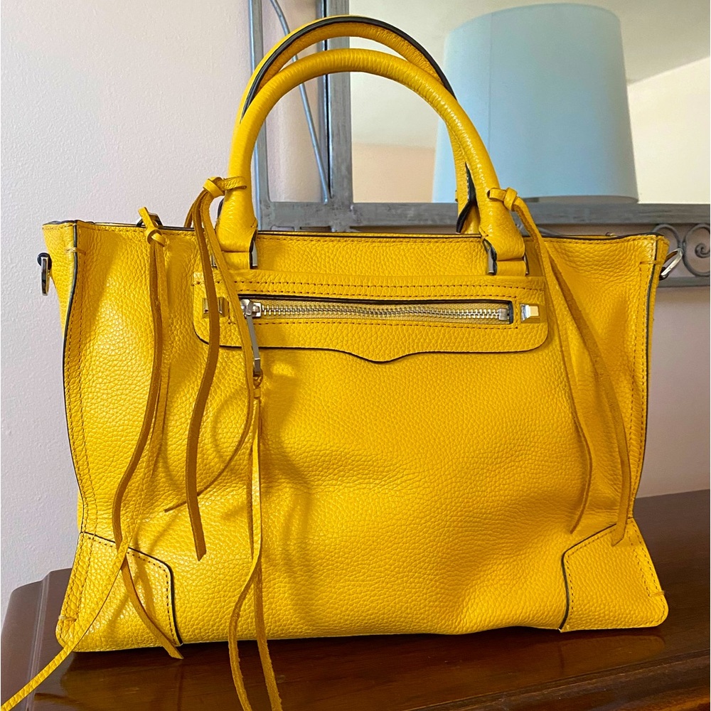 Rebecca Minkoff Regan satchel in yellow pebble leather